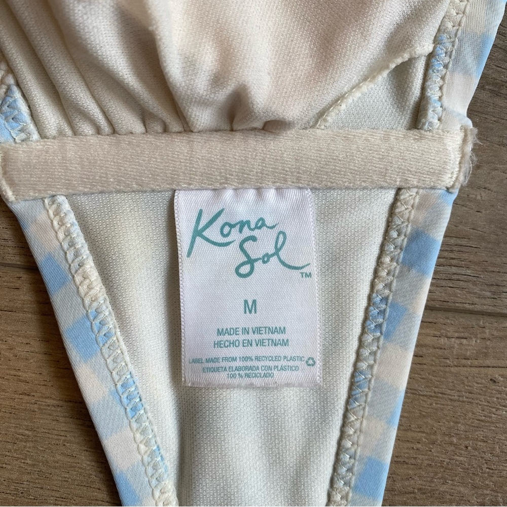 Kina Sol Blue Gingham Bikini Top - Picture 6 of 7